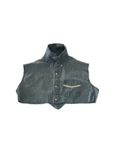 Load image into Gallery viewer, Reworked Denim Open Collar Bone Top
